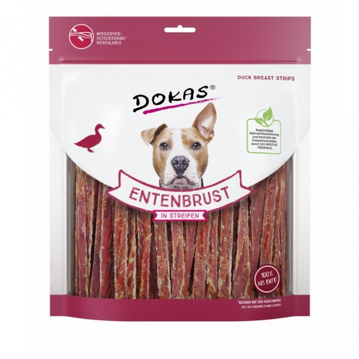 Dokas szárított kacsamell csíkokban jutalomfalat kutyáknak