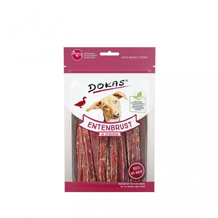 Dokas szárított kacsamell csíkokban jutalomfalat kutyáknak
