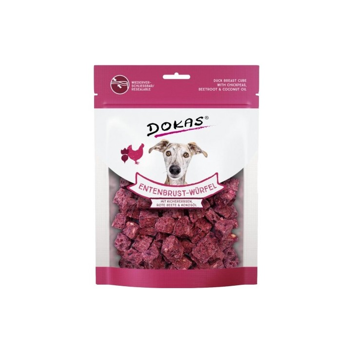 Fagyasztva szárított kacsamell kockák csicseriborsóval, céklával és kókuszolajjal